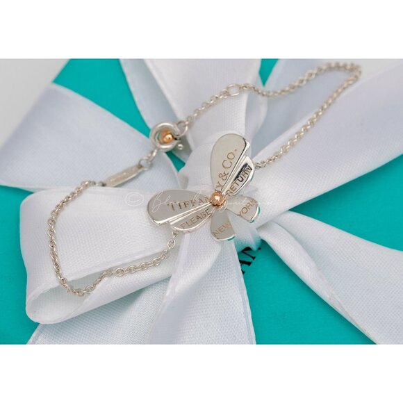 Tiffany & Co. Butterfly Bracelet"Love Bug" Return to Tiffany 18k Silver Rose Gol - Picture 5 of 8